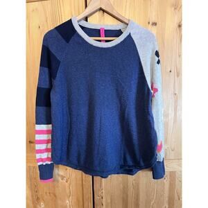 Zaket & Plover My Happy Sweater Cotton/Cashmere Long Sleeve Floral Stripe Size L